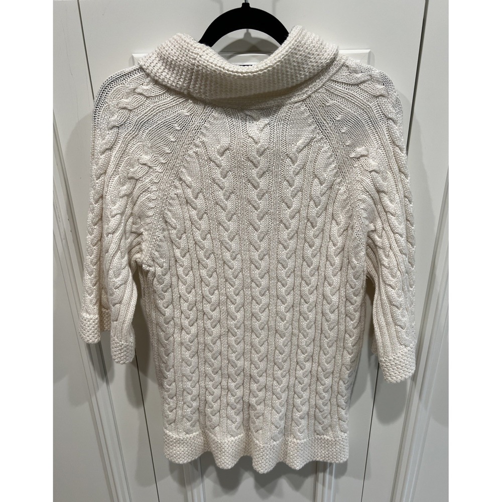 Coldwater Creek Women's Chunky Cable Knit Sweater Ivory Cowl‎ Neck Classic - Picture 3 of 7